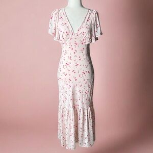 Altar'd State White and Pink Floral Maxi Dress Size S